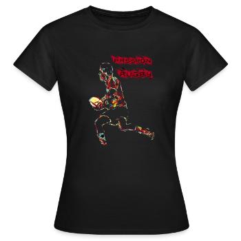 rugbyman aux couleurs fun - T-shirt Femme - noir - Devant - AI Model Female 172 dark (172cm)