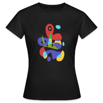 Papillon et mer - Bauhaus abstrait vintage - T-shirt Femme - noir - Devant - AI Model Female 172 dark (172cm)
