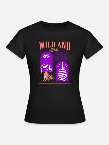 Wild and Free - Frauen T-Shirt - Schwarz