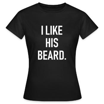 I like his beard - Ich mag seinen Bart - Women's T-Shirt - black - Front - AI Model Female 172 dark (172cm)