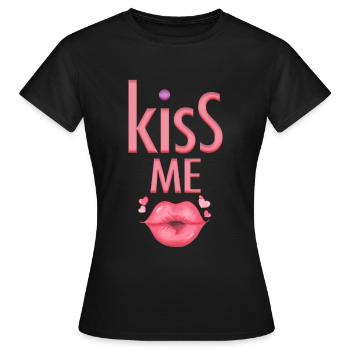 Embrasse-moi Fête Rendez-vous - T-shirt Femme - noir - Devant - AI Model Female 172 dark (172cm)