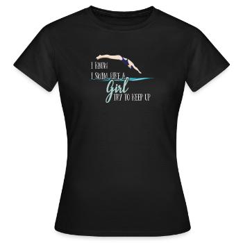Swimming Womens - I Swim Like A Girl - Women's T-Shirt - black - Front - AI Model Female 172 dark (172cm)