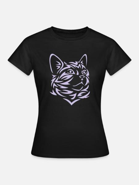 Chat Tribal Tattoo - T-shirt Femme - noir