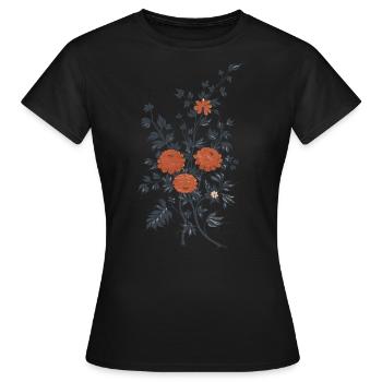 Les fleurs de Lars et Sigrin - T-shirt Femme - noir - Devant - AI Model Female 172 dark (172cm)