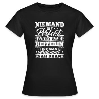 Lustiges Reiten Reiter Reit Shirt - Frauen T-Shirt - Schwarz - Vorne - AI Model Female 172 dark (172cm)