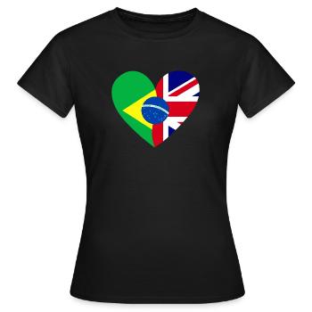Flag Heart Brasil Great Britain Flag - T-shirt Femme - noir - Devant - AI Model Female 172 dark (172cm)