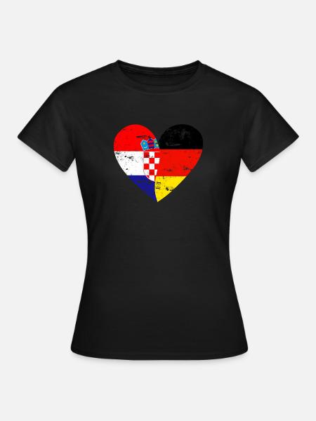 Drapeau coeur Croatie Allemagne Drapeau - T-shirt Femme - noir