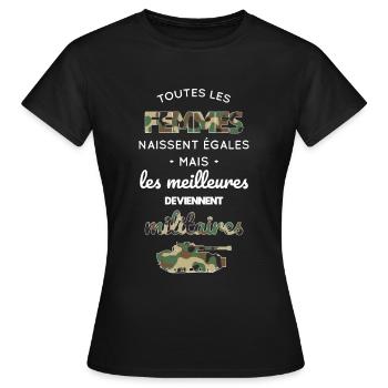 Femmes égales les meilleures deviennent militaires - T-shirt Femme - noir - Devant - AI Model Female 172 dark (172cm)