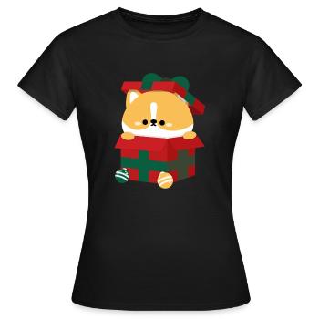 Corgi Christmas Present - Women's T-Shirt - black - Front - AI Model Female 172 dark (172cm)