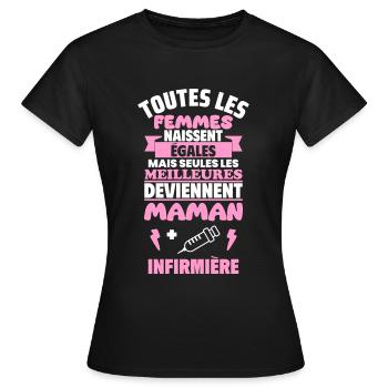 Maman infirmière, Cadeau fête des mères - T-shirt Femme - noir - Devant - AI Model Female 172 dark (172cm)