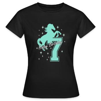 7. Geburtstag Reiten Pferd Reitstall - Frauen T-Shirt - Schwarz - Vorne - AI Model Female 172 dark (172cm)