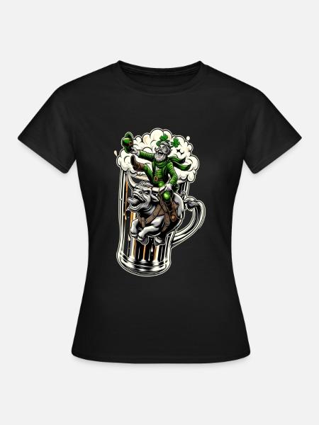 Reitender Leprechaun (Irischer Kobold) - Frauen T-Shirt - Schwarz