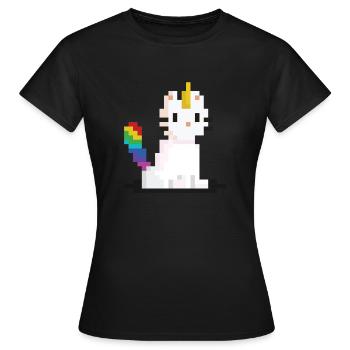 Chat licorne Pixel - T-shirt Femme - noir - Devant - AI Model Female 172 dark (172cm)