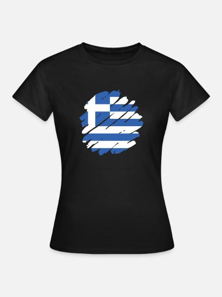 Griechenland Flagge Hellas Athen Griechische Fahne - Frauen T-Shirt - Schwarz