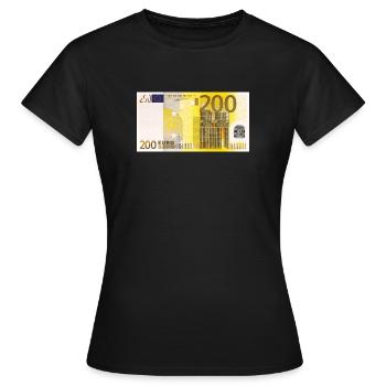 200 Euro billet de banque - T-shirt Femme - noir - Devant - AI Model Female 172 dark (172cm)