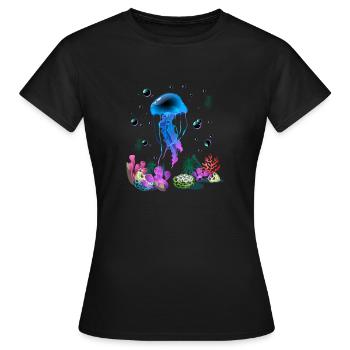 Vacances mer été animaux marins - T-shirt Femme - noir - Devant - AI Model Female 172 dark (172cm)