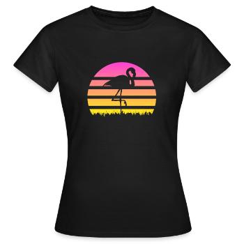 flamant rose coucher de soleil - T-shirt Femme - noir - Devant - AI Model Female 172 dark (172cm)