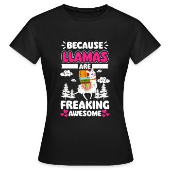Lama Nutztier Tier Wolle - Frauen T-Shirt - Schwarz - Vorne - AI Model Female 172 dark (172cm)