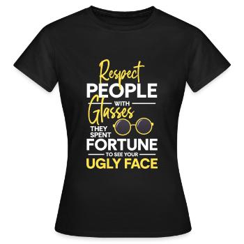 Test oculaire myope du porteur de lunettes - T-shirt Femme - noir - Devant - AI Model Female 172 dark (172cm)