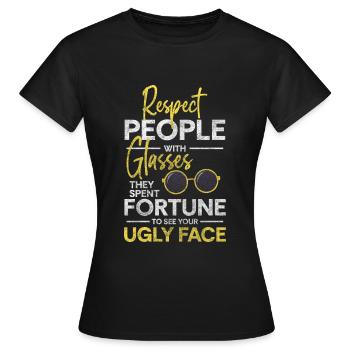 Lunettes Bijoux Mode Dioptrie - T-shirt Femme - noir - Devant - AI Model Female 172 dark (172cm)