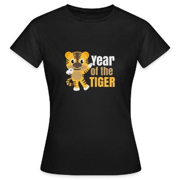 Chinese zodiac sign Year of the Tiger - Women's T-Shirt - black - Front - AI Model Female 172 dark (172cm)