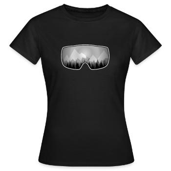 Ski und Snowboard Brille mit Panorama - Frauen T-Shirt - Schwarz - Vorne - AI Model Female 172 dark (172cm)