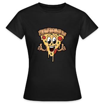 Happy Pizza Slice - Frauen T-Shirt - Schwarz - Vorne - AI Model Female 172 dark (172cm)