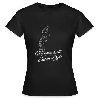 Ich mag halt Eulen Spruch Nachtvogel - Frauen T-Shirt - Schwarz - Vorne - AI Model Female 172 dark (172cm)