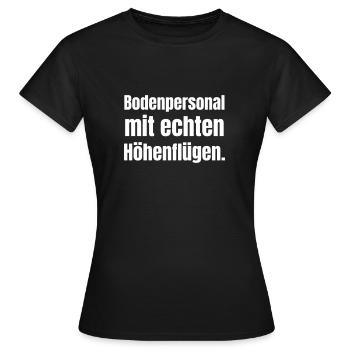 Personnel au sol avec de vraies envolées de fantaisie. - T-shirt Femme - noir - Devant - AI Model Female 172 dark (172cm)