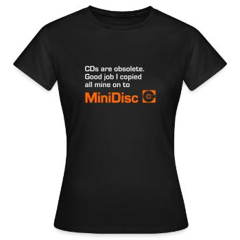 MiniDisc. CDs are obsolete (2 color) - Women's T-Shirt - black - Front - AI Model Female 172 dark (172cm)