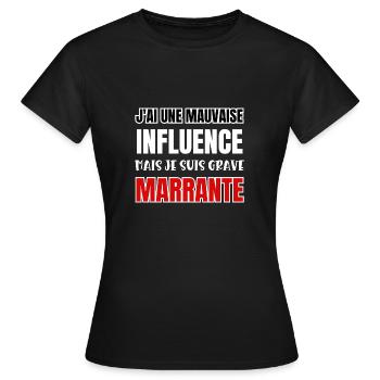 j'ai une mauvaise influence - T-shirt Femme - noir - Devant - AI Model Female 172 dark (172cm)