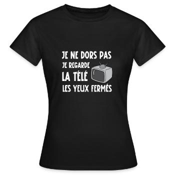 je ne dors pas - T-shirt Femme - noir - Devant - AI Model Female 172 dark (172cm)