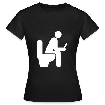 Internetsucht, Smartphone auf der Toilette - Frauen T-Shirt - Schwarz - Vorne - AI Model Female 172 dark (172cm)