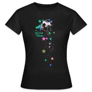 Puking Unicorn,Unicorn,Stars,Unicorn - Women's T-Shirt - black - Front - AI Model Female 172 dark (172cm)