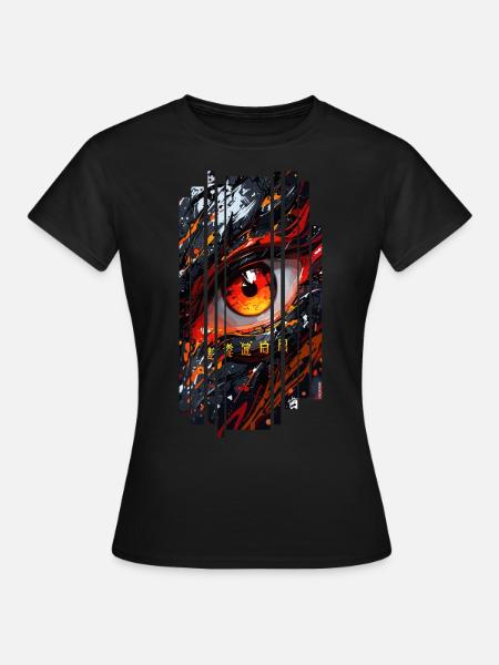 Cyborg Eyes Drachenmädchen - Frauen T-Shirt - Schwarz