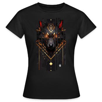 Goldener Wolf Cyborg - Frauen T-Shirt - Schwarz - Vorne - AI Model Female 172 dark (172cm)