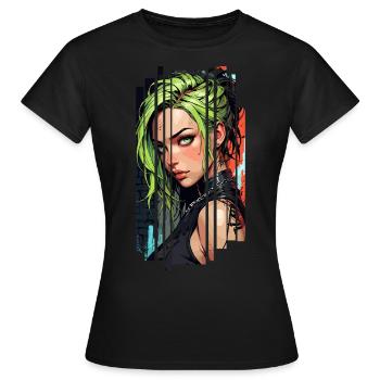 Cyber femme Urban city - T-shirt Femme - noir - Devant - AI Model Female 172 dark (172cm)