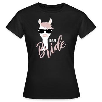 Chemise de groupe de l'équipe de mariage mariée Lama JGA 2 - T-shirt Femme - noir - Devant - AI Model Female 172 dark (172cm)