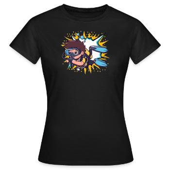 Taucher Diving Taucherbrille - Frauen T-Shirt - Schwarz - Vorne - AI Model Female 172 dark (172cm)