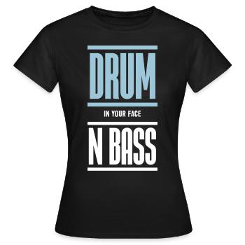 Drum and Bass Techno Music DJ - Women's T-Shirt - black - Front - AI Model Female 172 dark (172cm)
