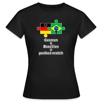 German Brazilian Puzzle - Frauen T-Shirt - Schwarz - Vorne - AI Model Female 172 dark (172cm)