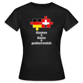 German Swiss Puzzle - Frauen T-Shirt - Schwarz - Vorne - AI Model Female 172 dark (172cm)