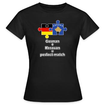 Puzzle kosovar allemand - T-shirt Femme - noir - Devant - AI Model Female 172 dark (172cm)