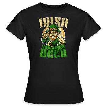 Irish you were Beer - funny leprechaun design - Frauen T-Shirt - Schwarz - Vorne - AI Model Female 172 dark (172cm)