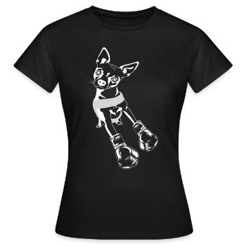 Boxer Chihuahua Hund sucht nach sparring Partner - Frauen T-Shirt - Schwarz - Vorne - AI Model Female 172 dark (172cm)