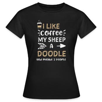 J’aime le café mes moutons un gribouillage... - T-shirt Femme - noir - Devant - AI Model Female 172 dark (172cm)