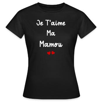 Je t'aime ma Mamou - T-shirt Femme - noir - Devant - AI Model Female 172 dark (172cm)