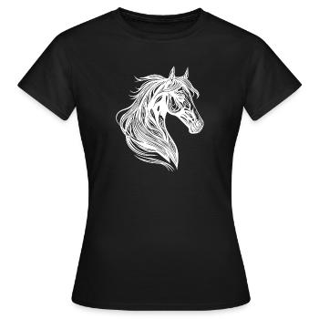 Stute Porträt mit eleganter Mähne im Wind - Frauen T-Shirt - Schwarz - Vorne - AI Model Female 172 dark (172cm)