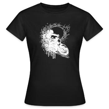 Motorrad Rennsport Splash Sprung Style - Frauen T-Shirt - Schwarz - Vorne - AI Model Female 172 dark (172cm)