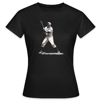 Baseball Spieler mit Baseballschläger - Frauen T-Shirt - Schwarz - Vorne - AI Model Female 172 dark (172cm)